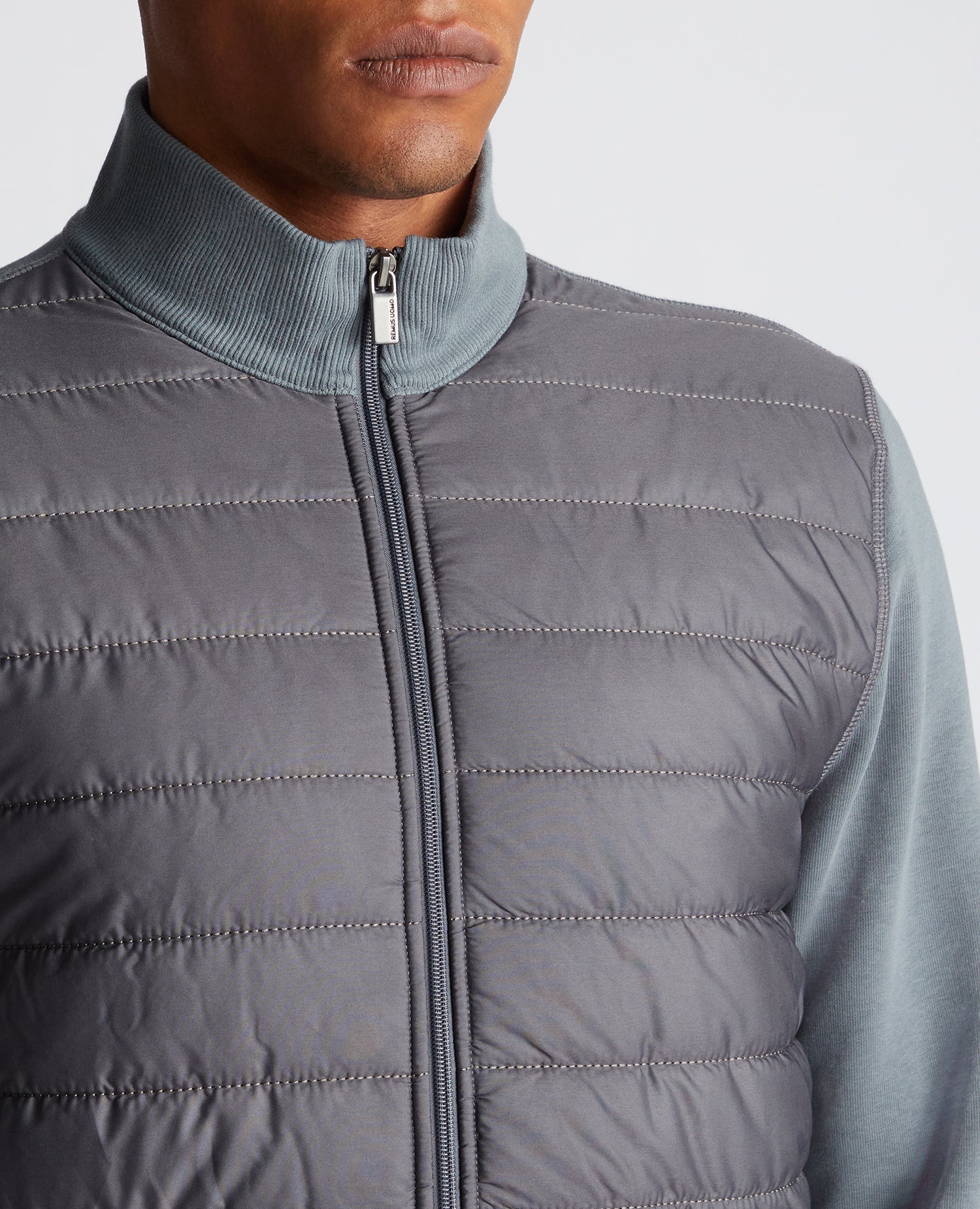 Tapered Fit Quilted Full Zip Sweatshirt