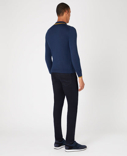 Slim Fit Merino Wool-Blend Long Sleeve Knitted Polo