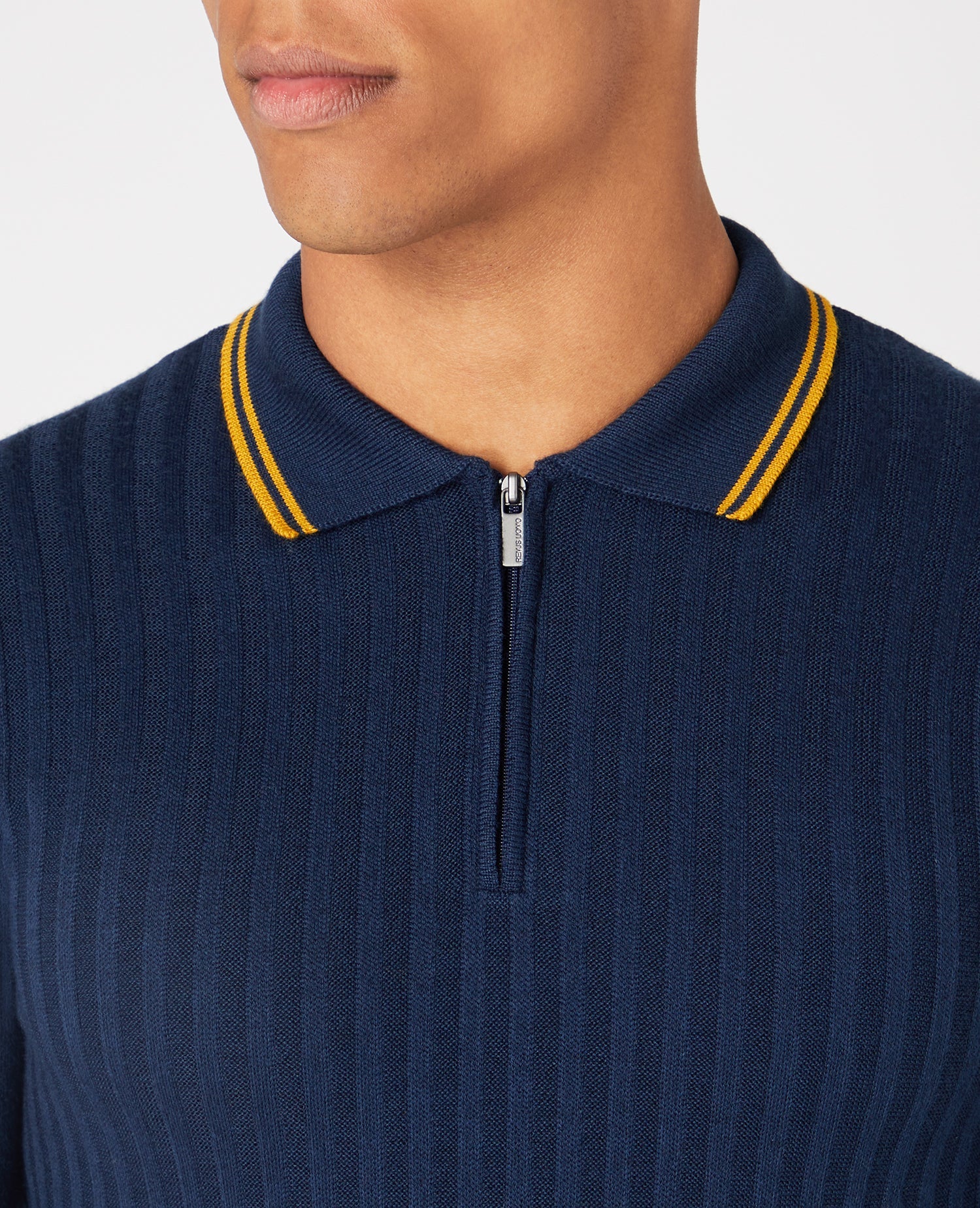 Slim Fit Merino Wool-Blend Long Sleeve Knitted Polo