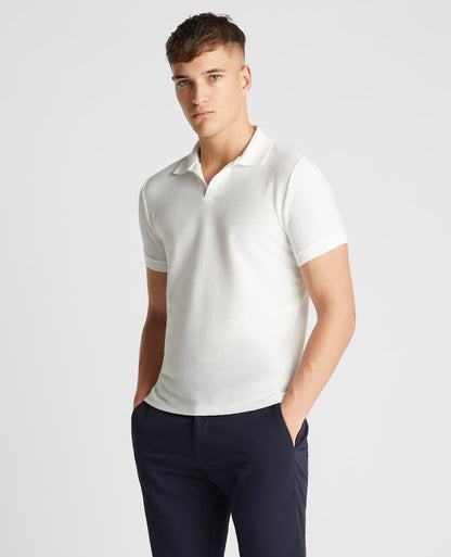 Tapered Fit Open Collar Polo