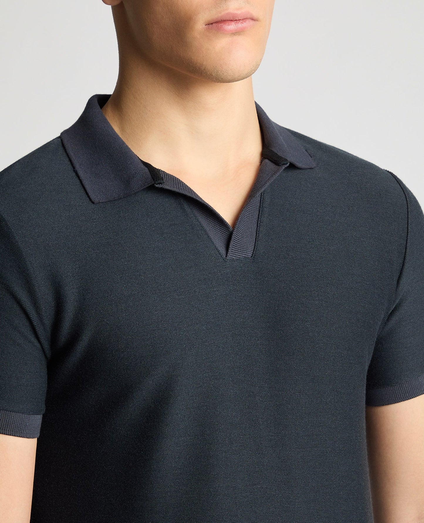 Tapered Fit Open Collar Polo