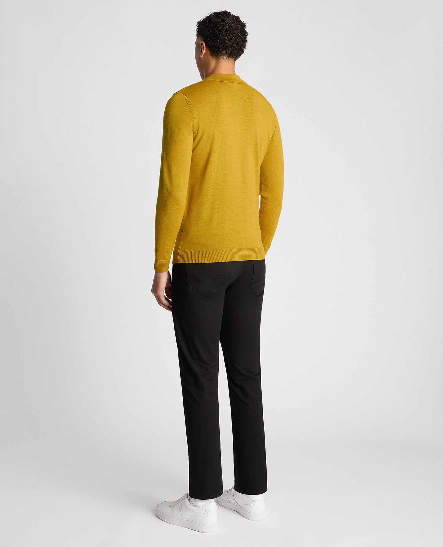 Slim Fit Merino Wool-Blend Long Sleeve Knitted Polo