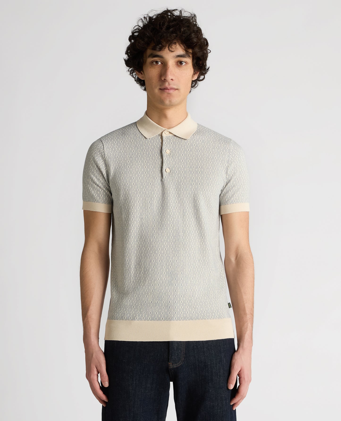 Slim Fit Cotton Geometric Polo Shirt