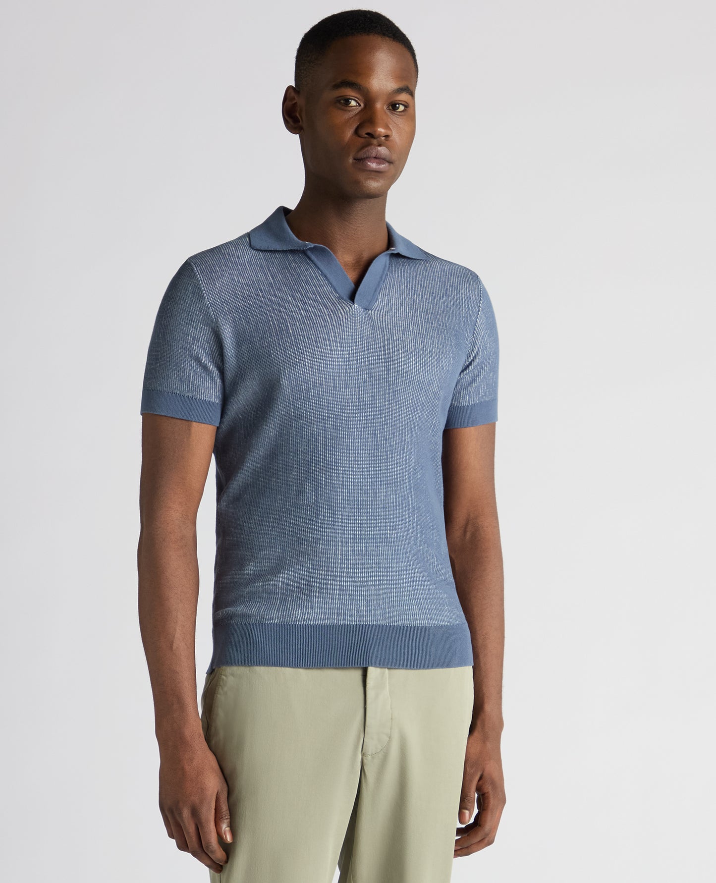 Slim Fit Textured Knit Polo