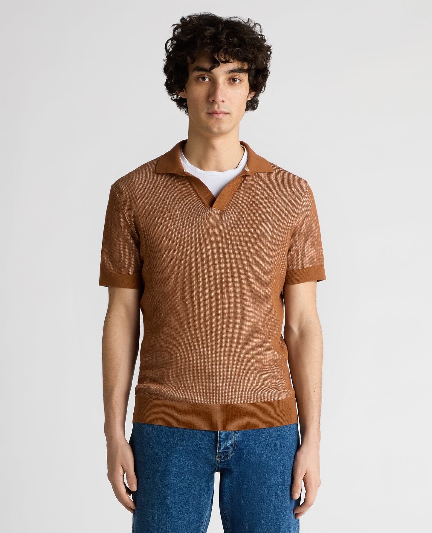 Slim Fit Textured Knit Polo