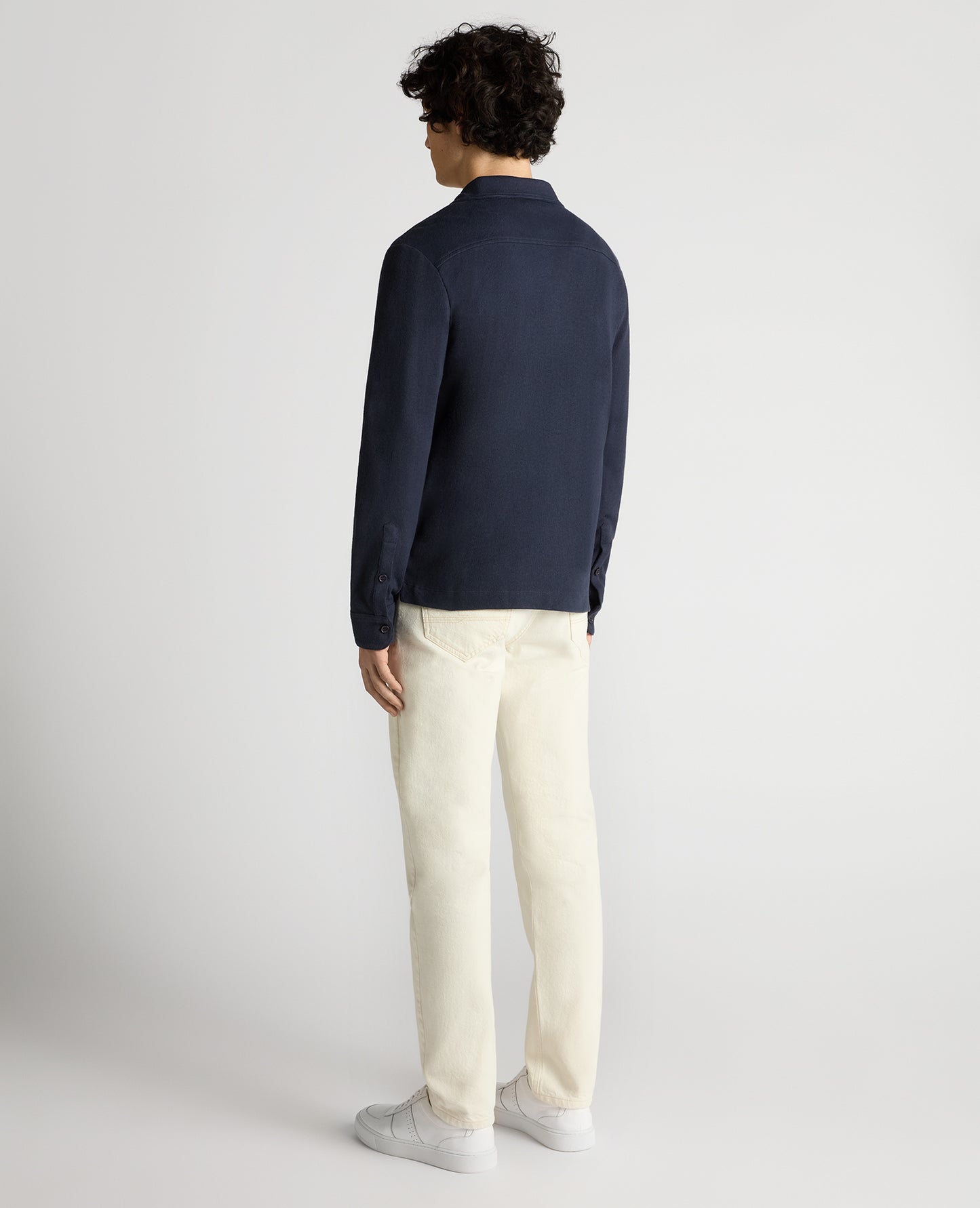 Relaxed Fit Cotton-Linen Sweatshirt Polo