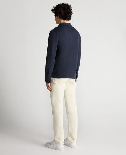 Relaxed Fit Cotton-Linen Sweatshirt Polo