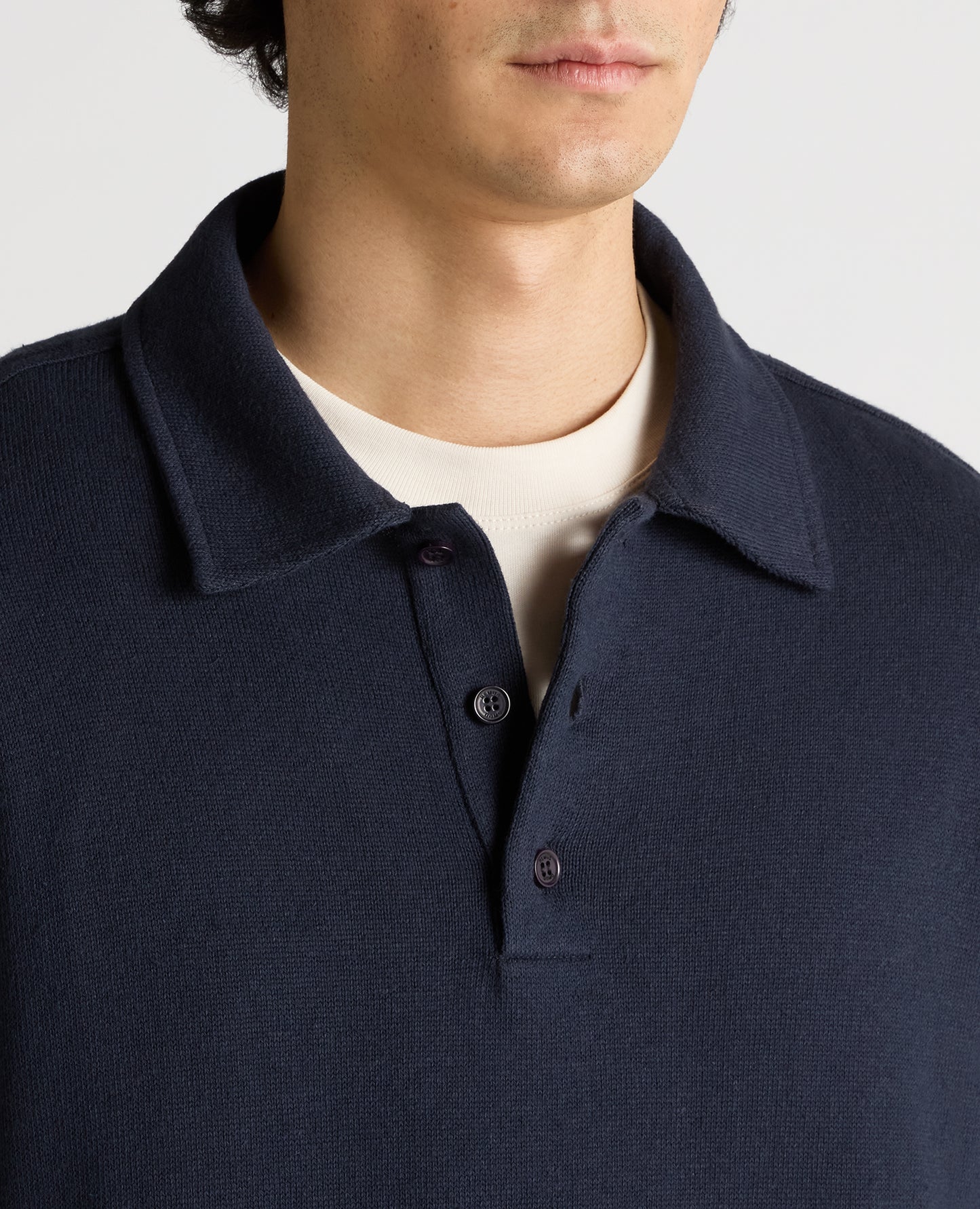 Relaxed Fit Cotton-Linen Sweatshirt Polo