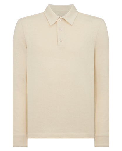 Relaxed Fit Cotton-Linen Sweatshirt Polo