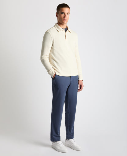 Relaxed Fit Cotton-Linen Sweatshirt Polo