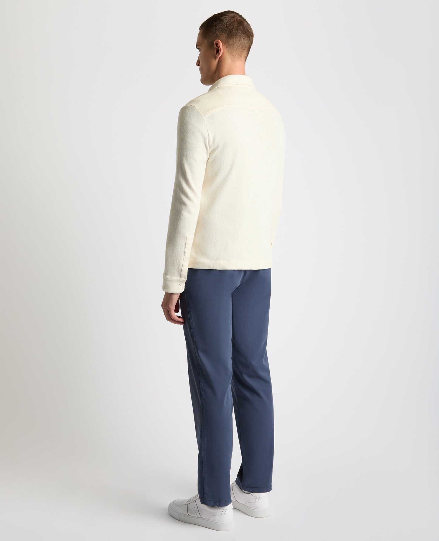 Relaxed Fit Cotton-Linen Sweatshirt Polo