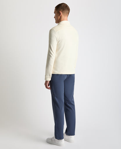 Relaxed Fit Cotton-Linen Sweatshirt Polo