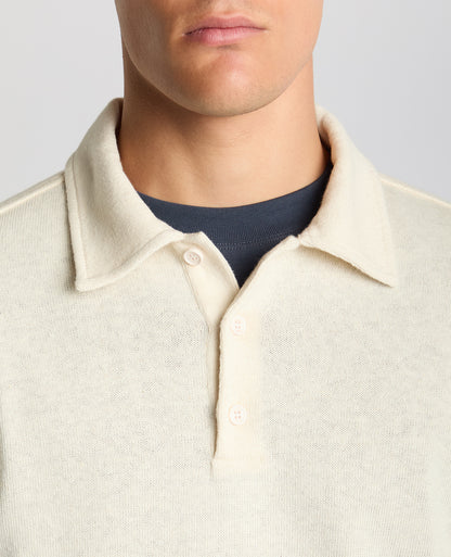 Relaxed Fit Cotton-Linen Sweatshirt Polo