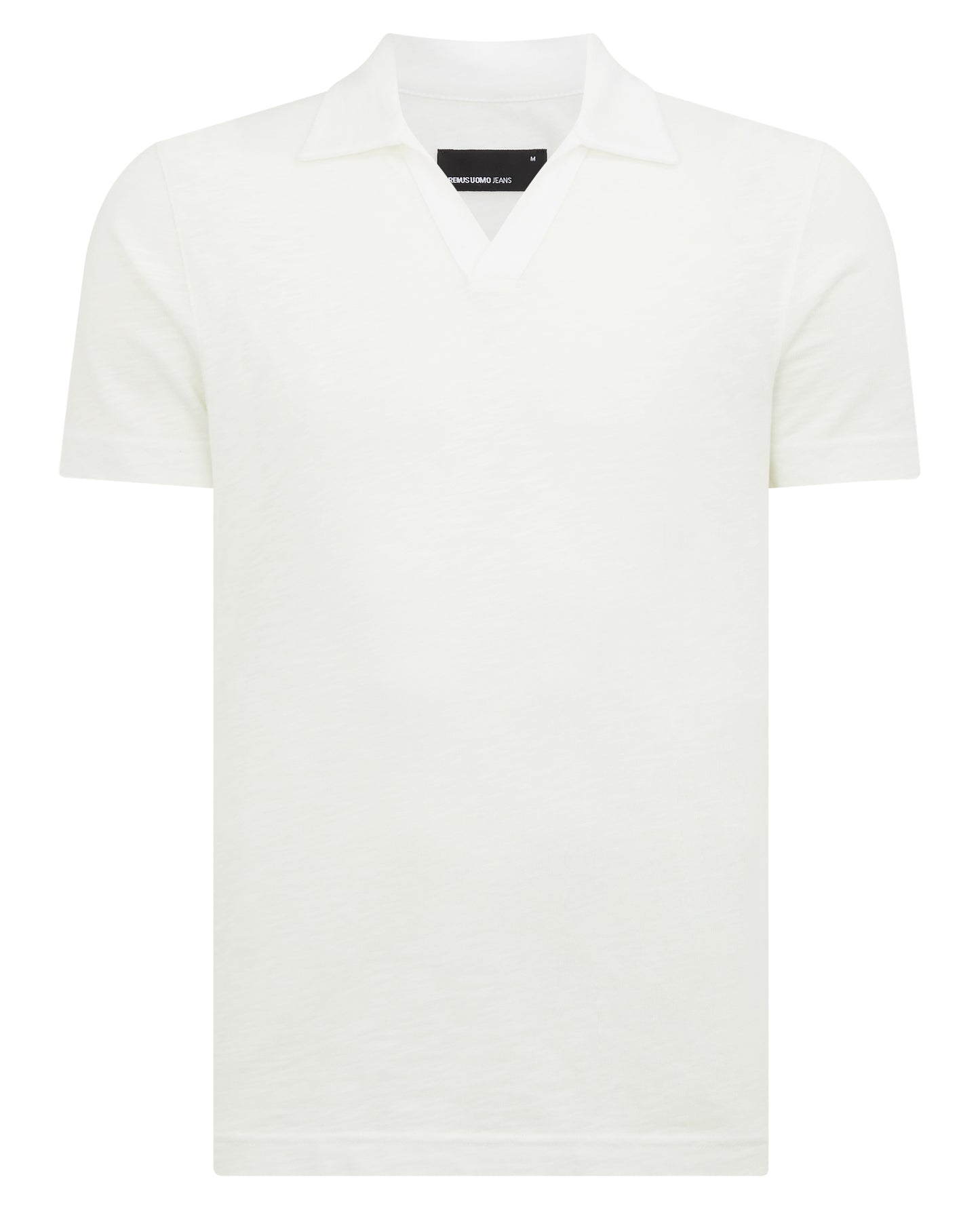 Tapered Fit Open Collar Cotton Polo