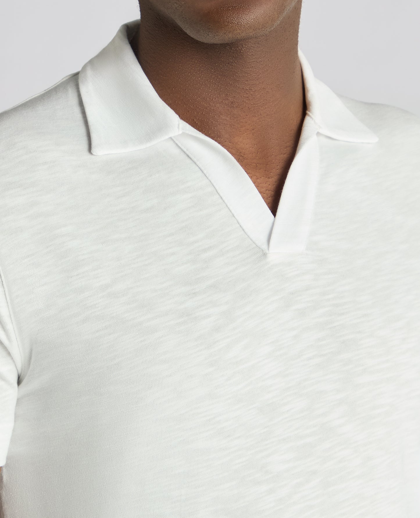 Tapered Fit Open Collar Cotton Polo