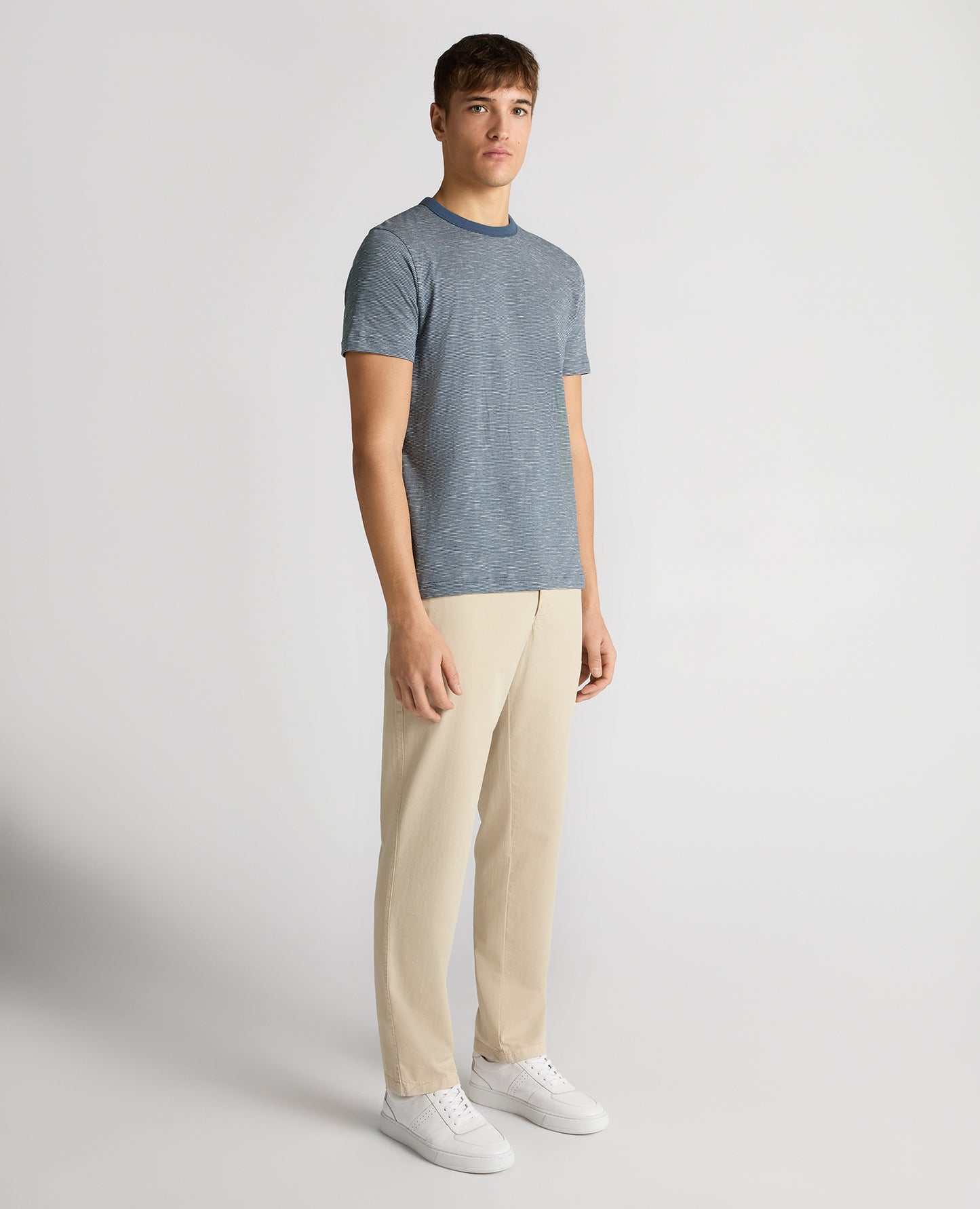 Tapered Fit Cotton-Linen T-Shirt