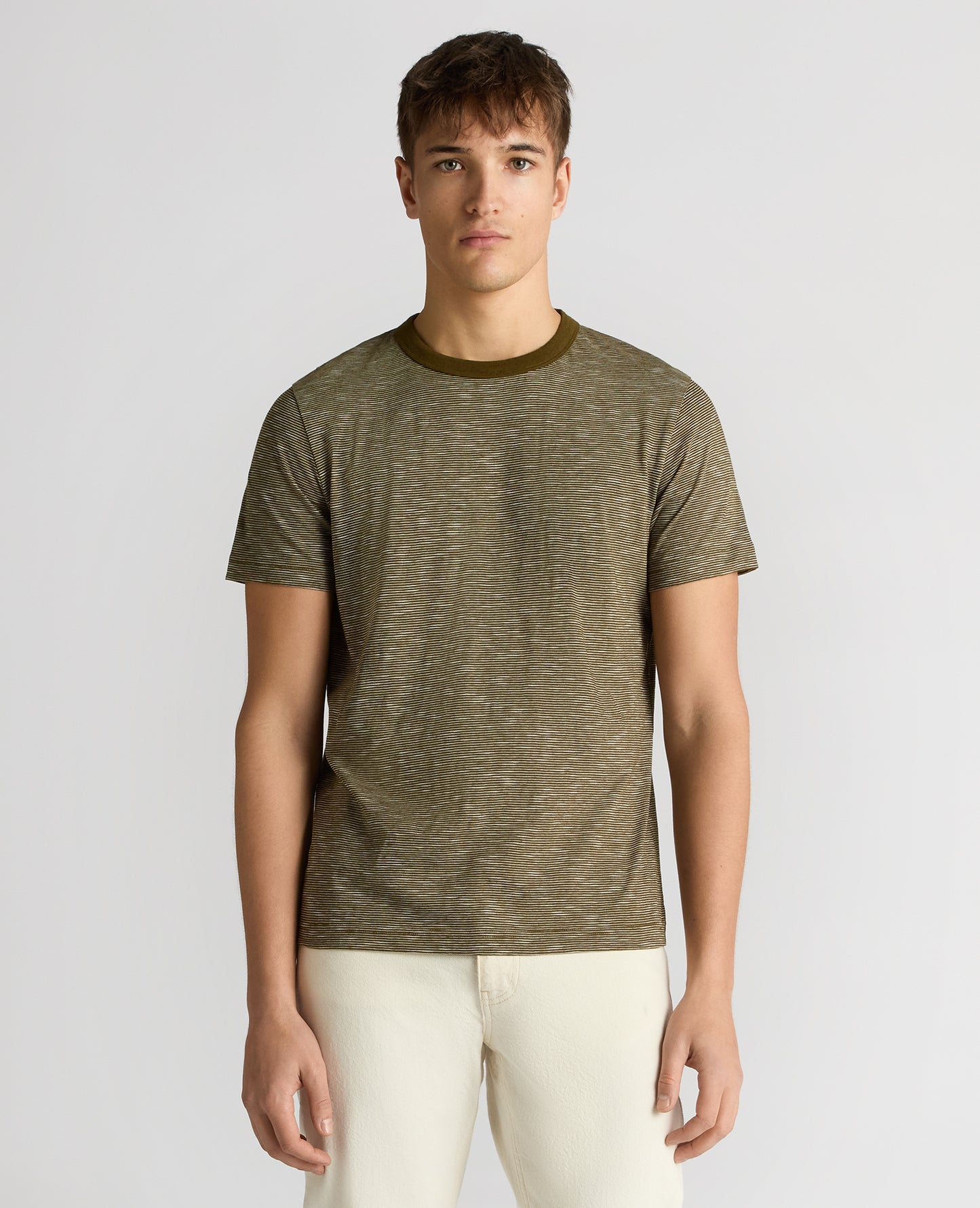 Tapered Fit Cotton-Linen T-Shirt