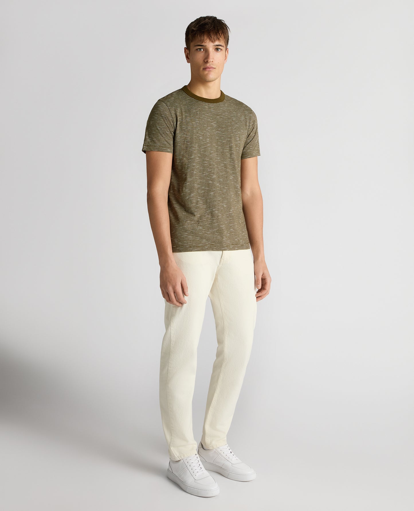 Tapered Fit Cotton-Linen T-Shirt