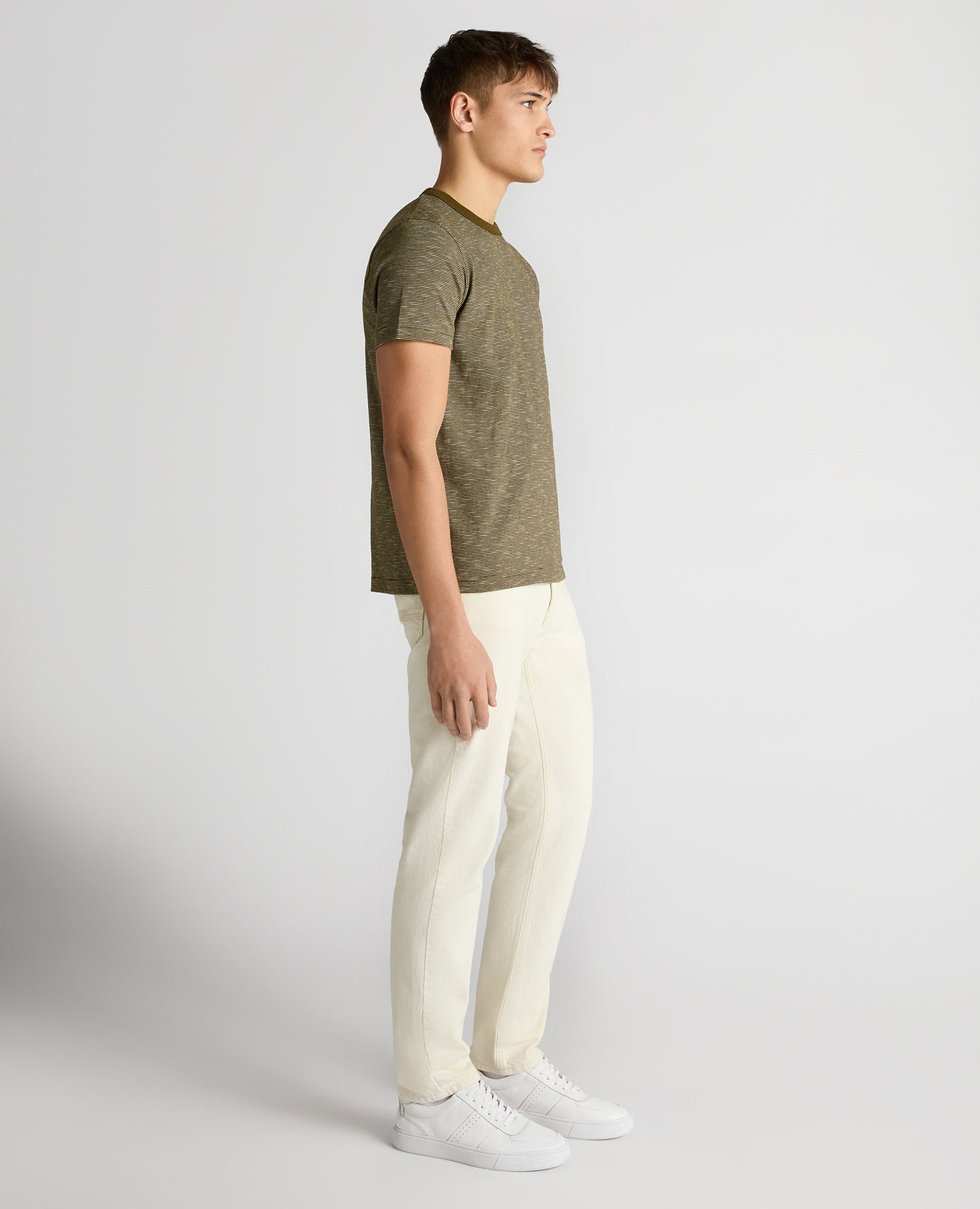 Tapered Fit Cotton-Linen T-Shirt