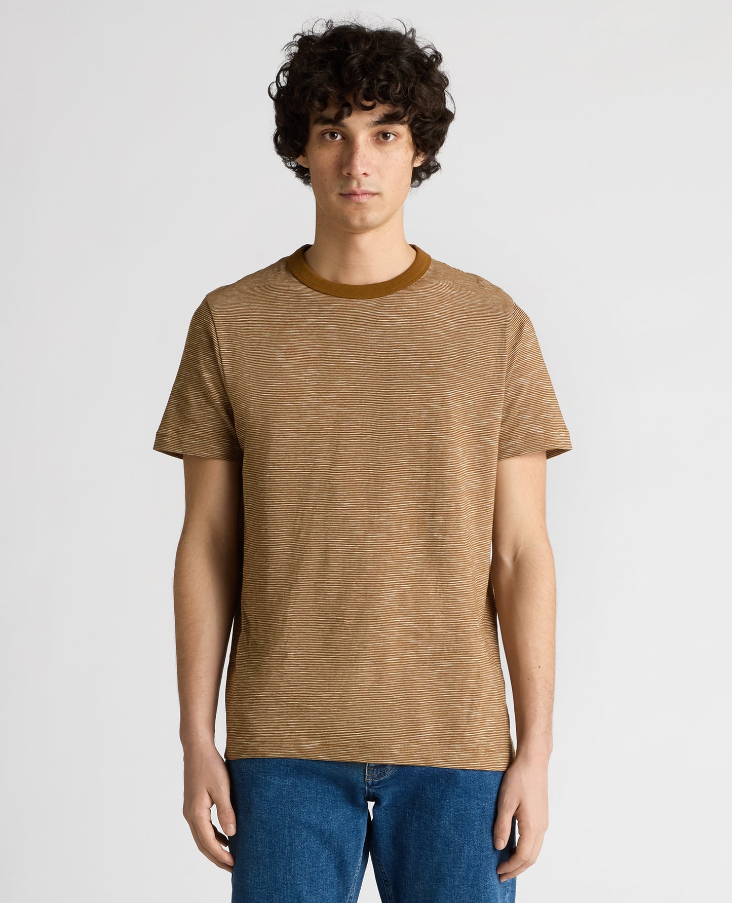 Tapered Fit Cotton-Linen T-Shirt