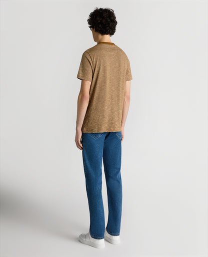 Tapered Fit Cotton-Linen T-Shirt