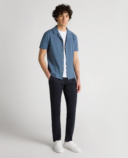 Relaxed Fit Cotton-Linen Cuban Collar Shirt