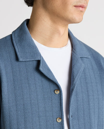 Relaxed Fit Cotton-Linen Cuban Collar Shirt