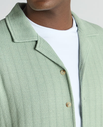 Relaxed Fit Cotton-Linen Cuban Collar Shirt