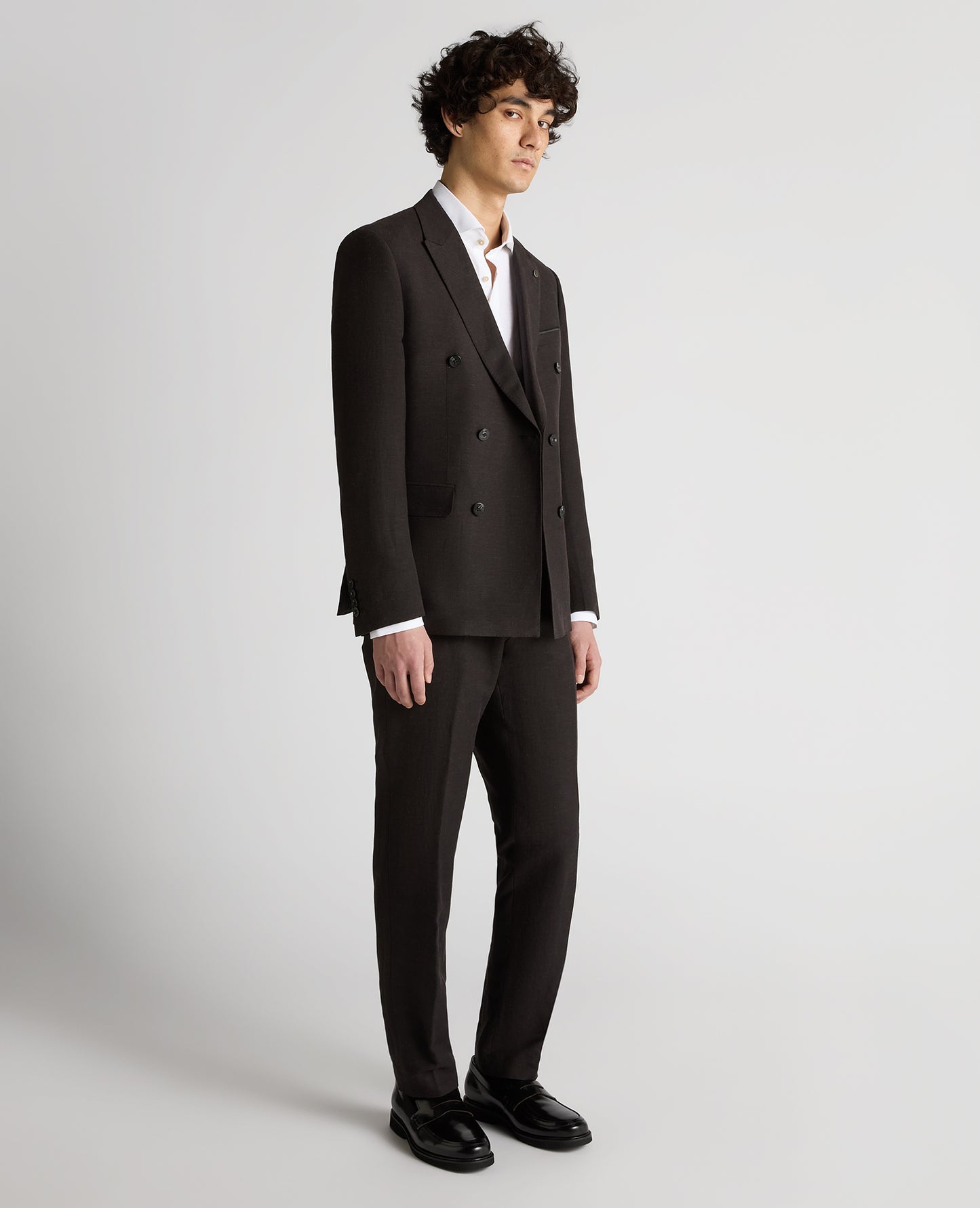 Slim fit Linen-Blend Double Breasted Suit