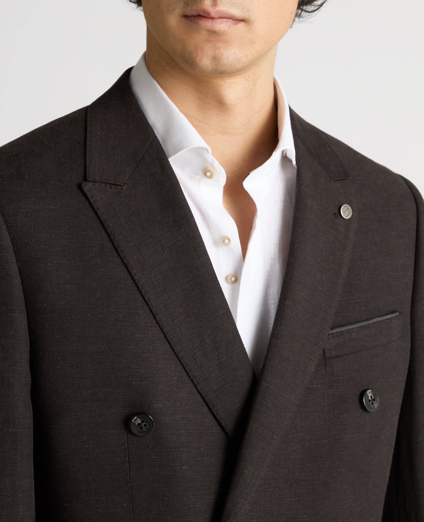 Slim fit Linen-Blend Double Breasted Suit