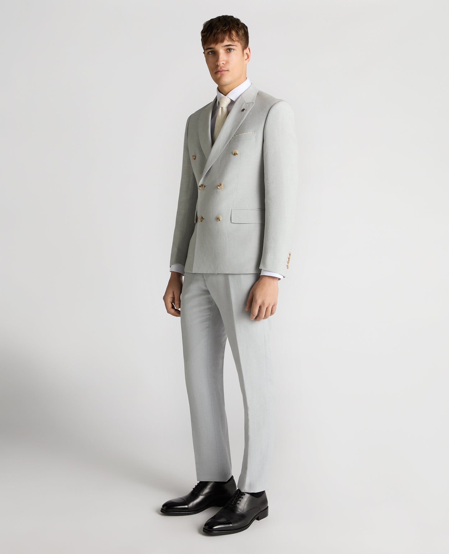 Slim fit Linen-Blend Double Breasted Suit