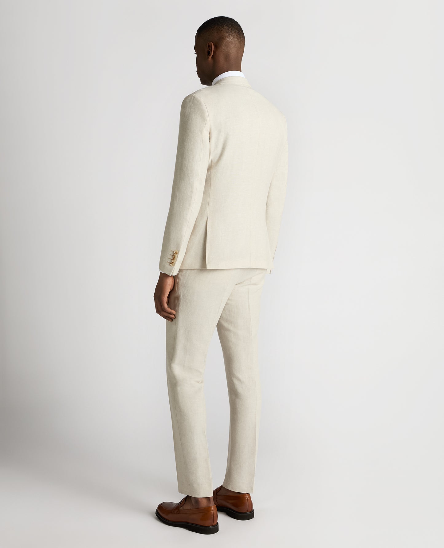 Slim fit Linen-Blend Double Breasted Suit