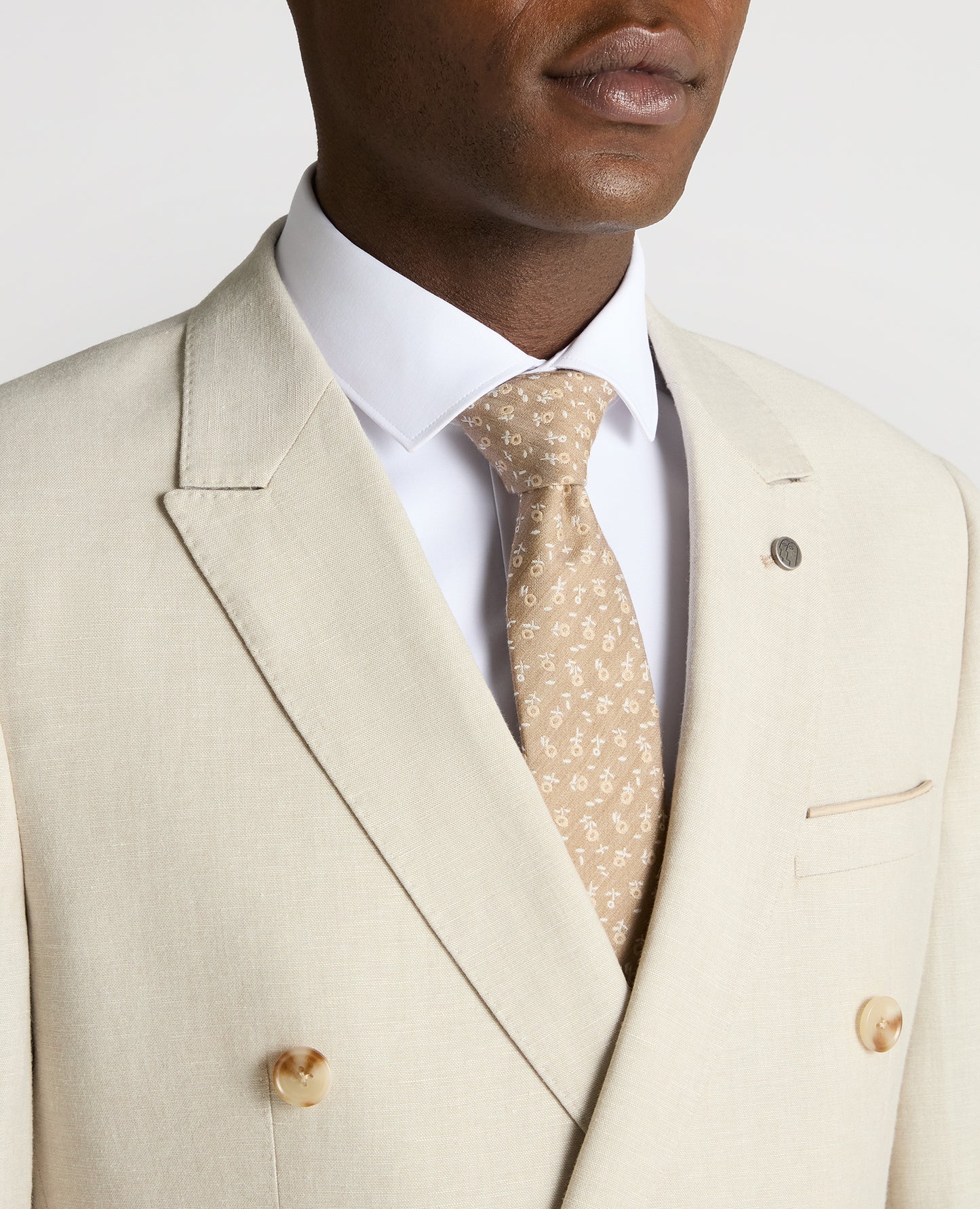 Slim fit Linen-Blend Double Breasted Suit