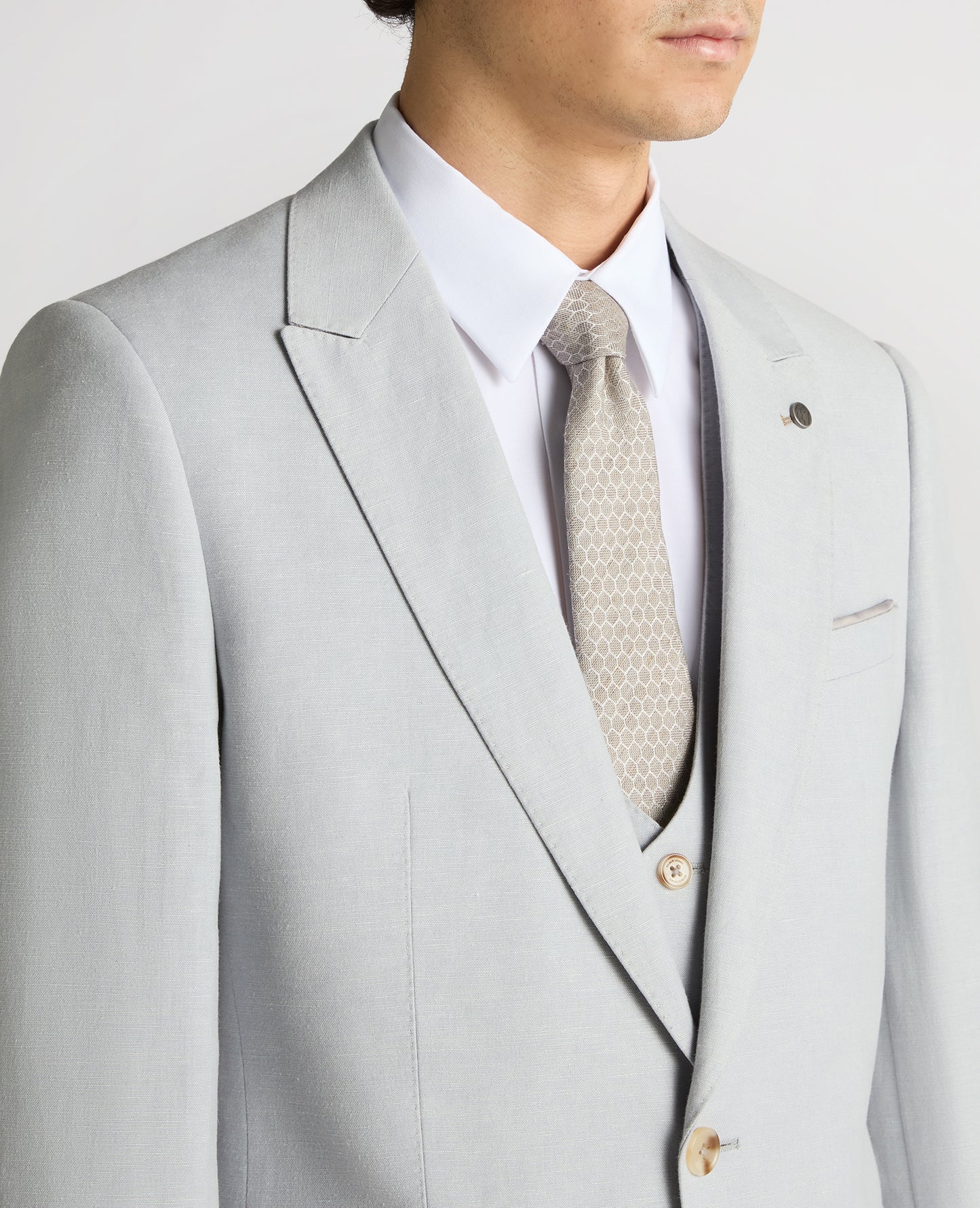 Slim Fit Linen-Blend Suit Jacket