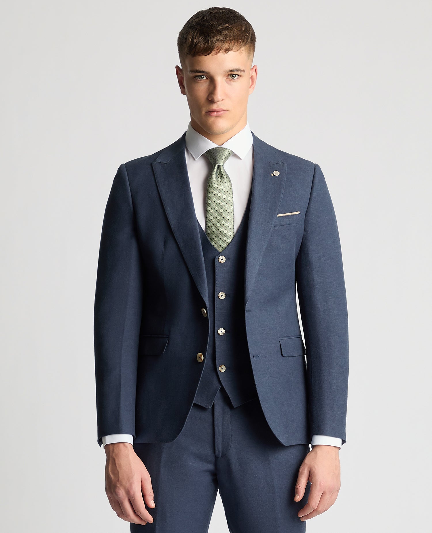 Slim Fit Linen-Blend Suit Jacket