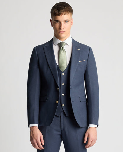 Slim Fit Linen-Blend Suit Jacket