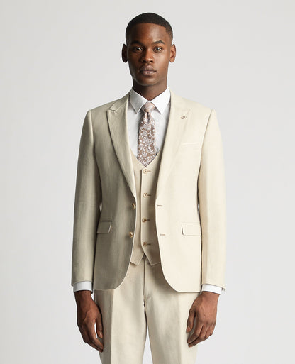 Slim Fit Linen-Blend Suit Jacket