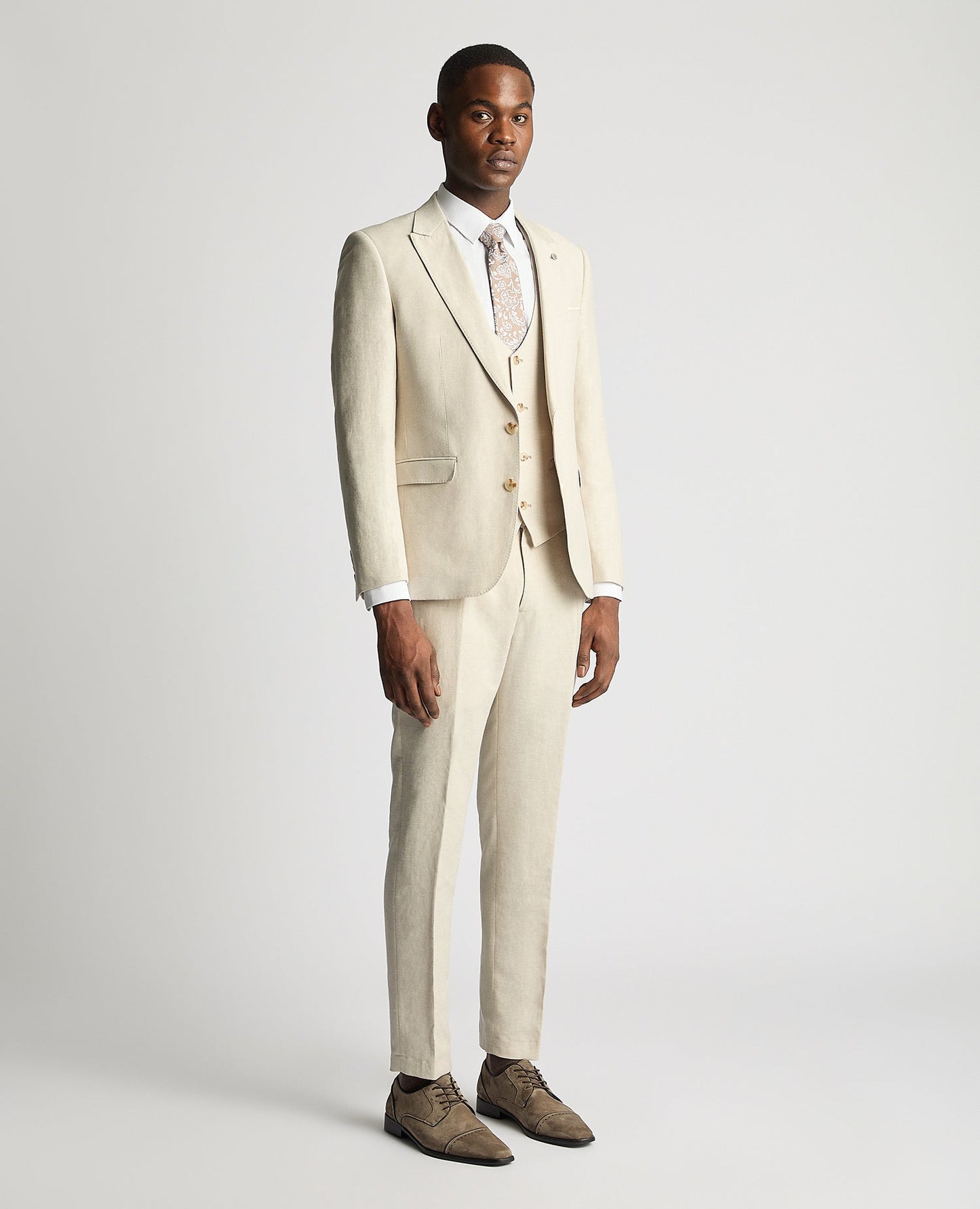 Slim Fit Linen-Blend Suit Jacket