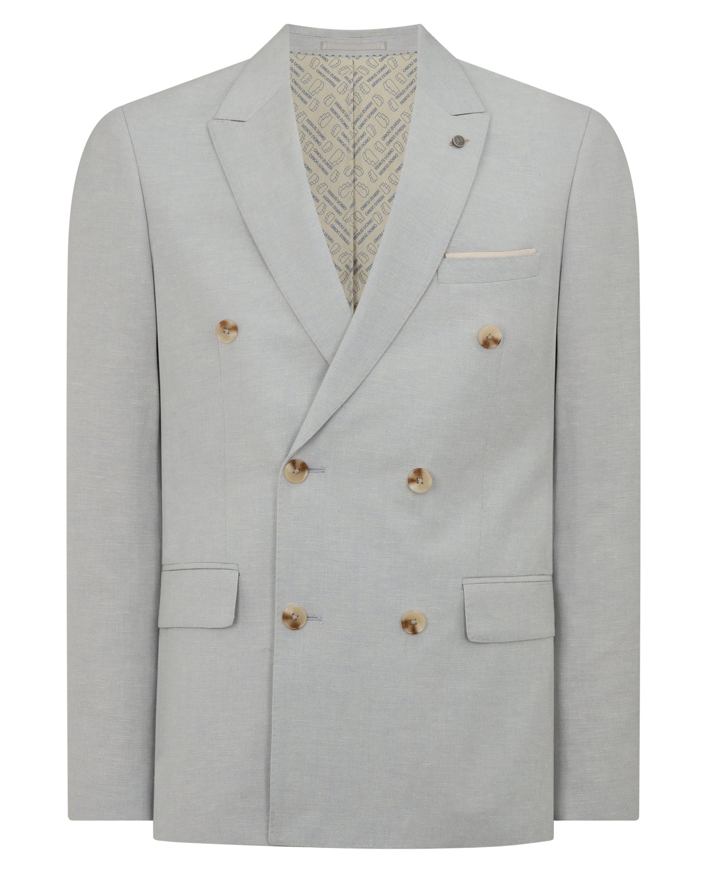 Slim fit Linen-Blend Double Breasted Suit