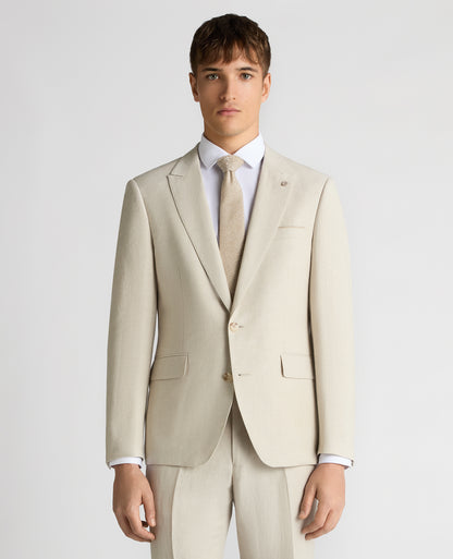 Tapered Fit Linen-Blend Suit Jacket