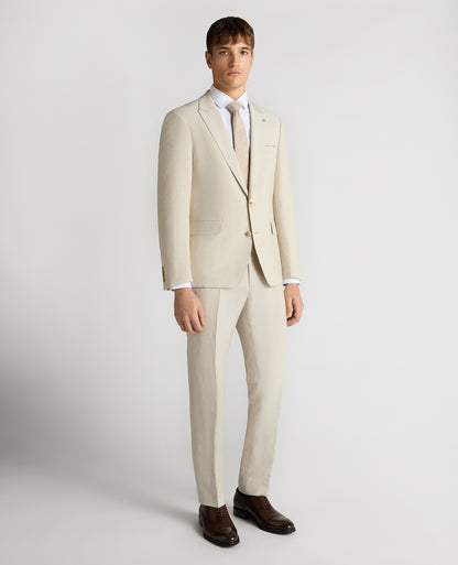 Tapered Fit Linen-Blend Suit Jacket