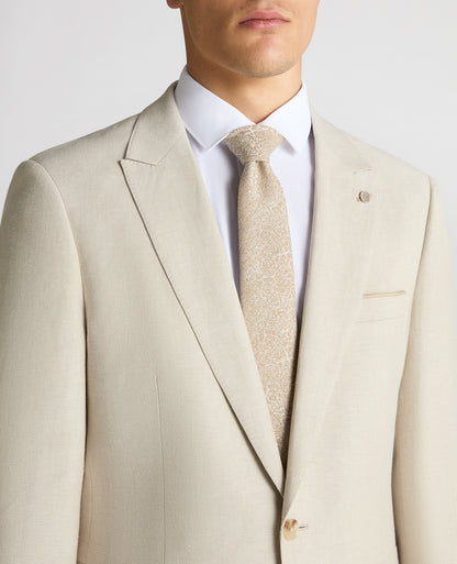 Tapered Fit Linen-Blend Suit Jacket