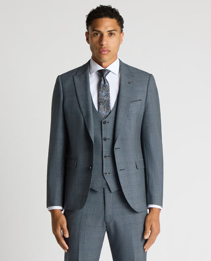 Slim Fit Checked Stretch Suit Jacket