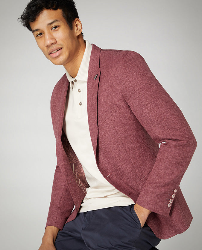 Slim Fit Linen-Blend Jacket