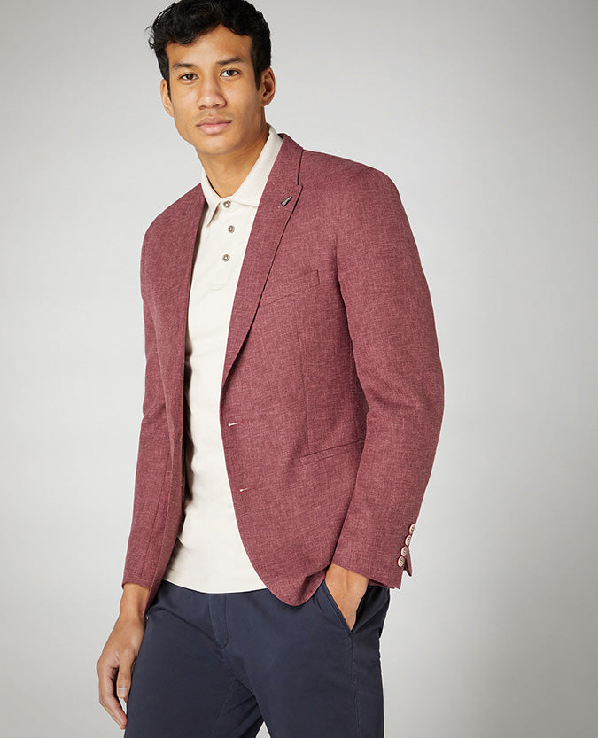 Slim Fit Linen-Blend Jacket