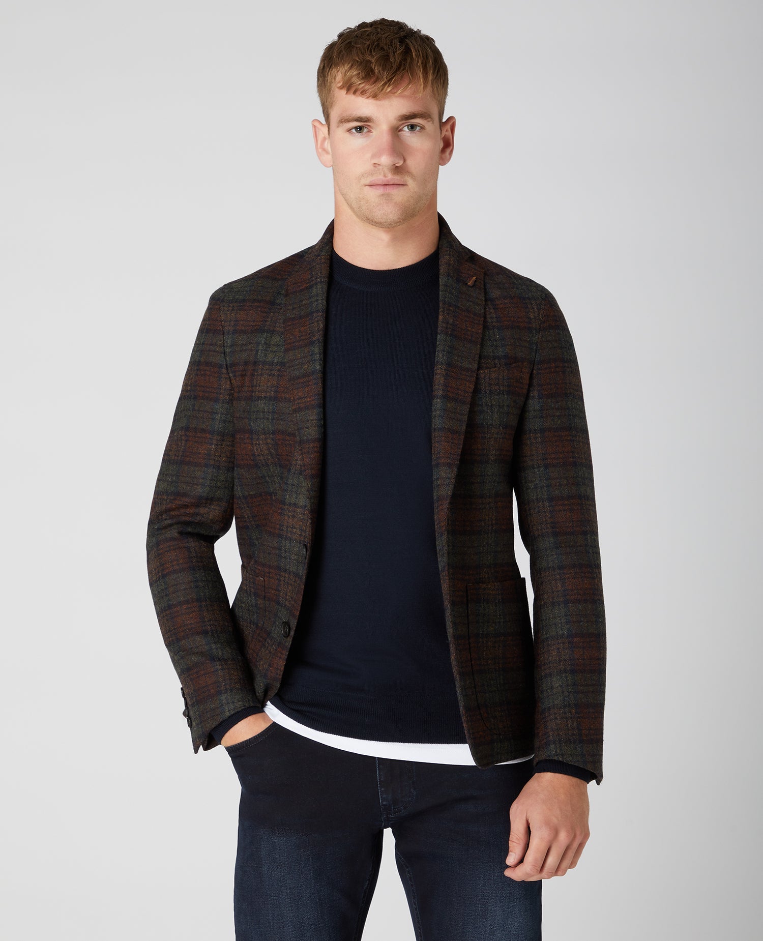 Slim Fit Pure Wool Checked Jacket