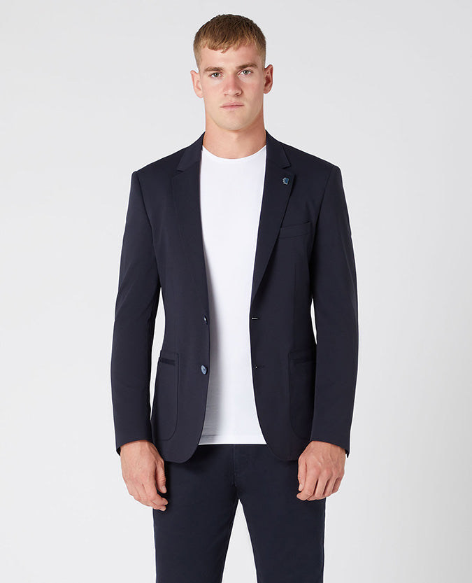 Tapered Fit Cotton-Stretch Jersey Jacket