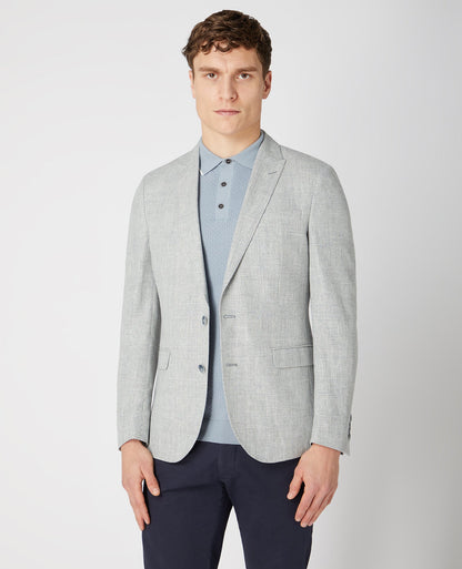 Slim Fit Checked Linen-Blend Jacket