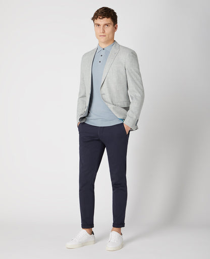 Slim Fit Checked Linen-Blend Jacket