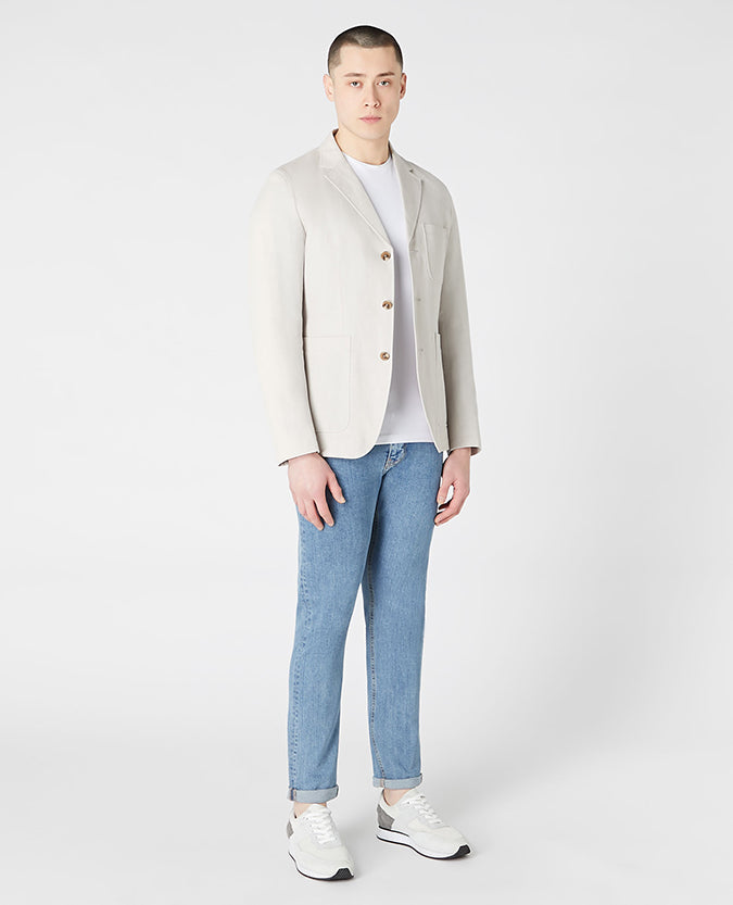 Slim Fit Linen-Blend Jacket